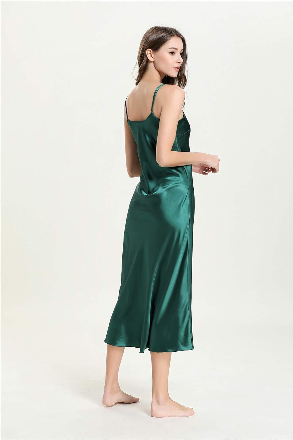 Silk V-Neck Camisole Slip Dress - Green cloudycouture Silk V-Neck Camisole Slip Dress - Green cloudycouture