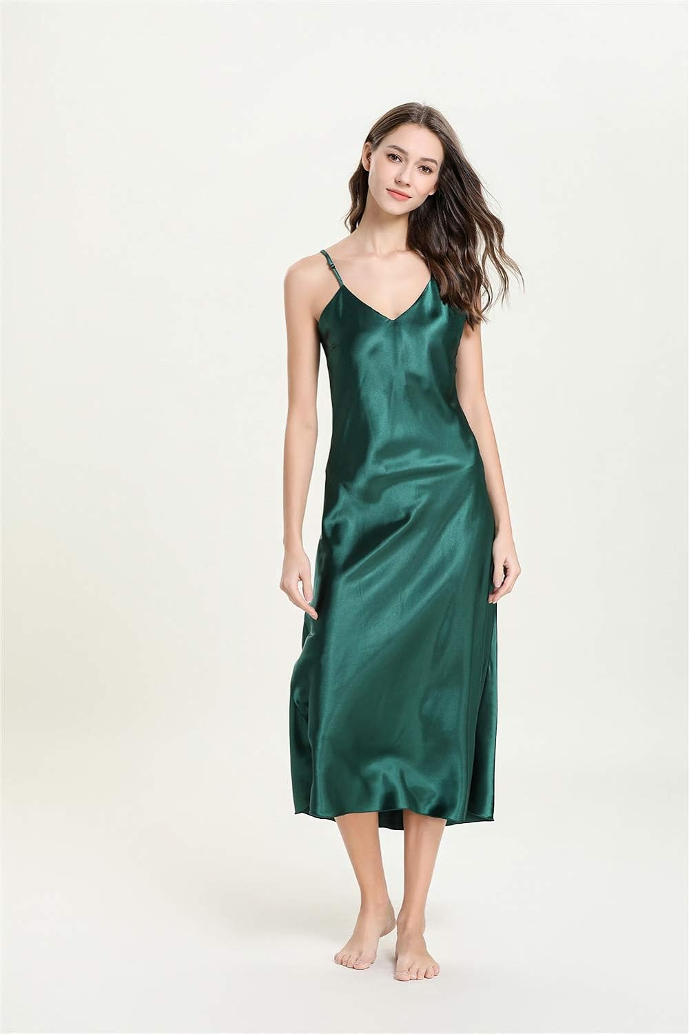 Silk V-Neck Camisole Slip Dress